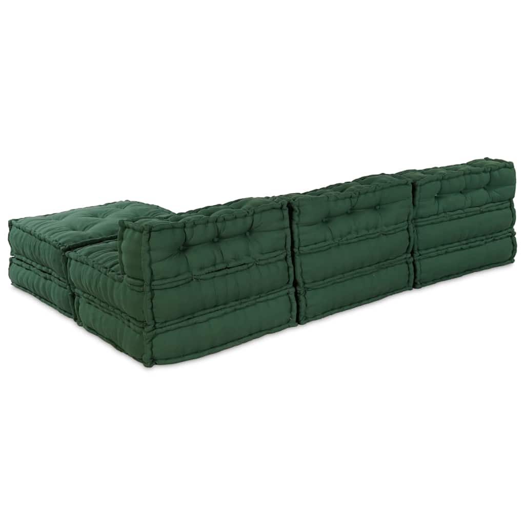 Modular Sofa 4 pcs Green Fabric