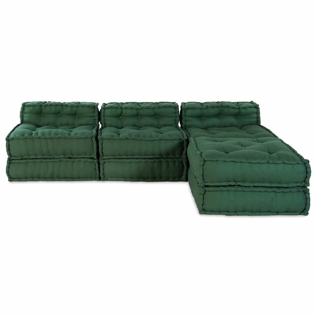 Modular Sofa 4 pcs Green Fabric
