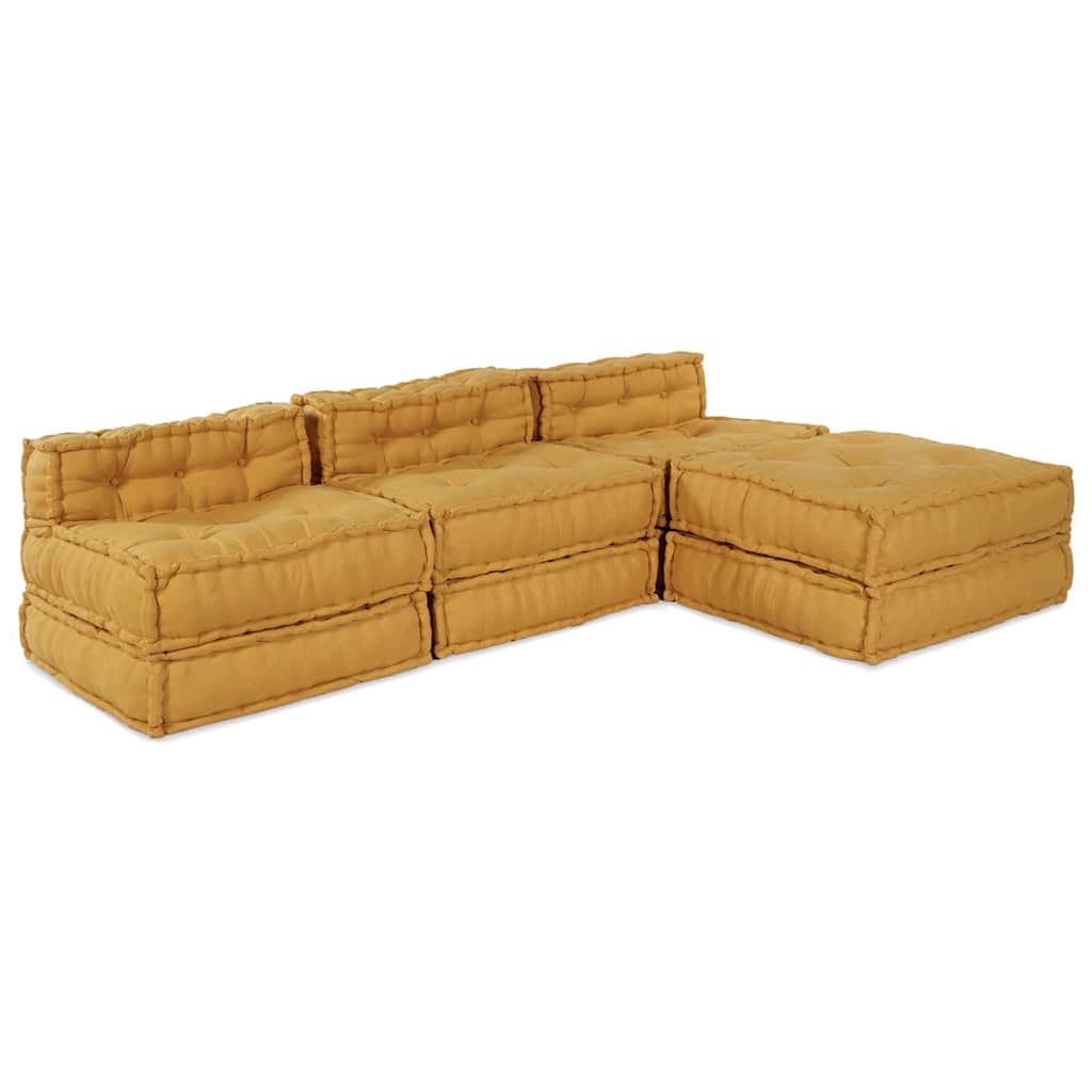 Modular Sofa 4 pcs Yellow Fabric