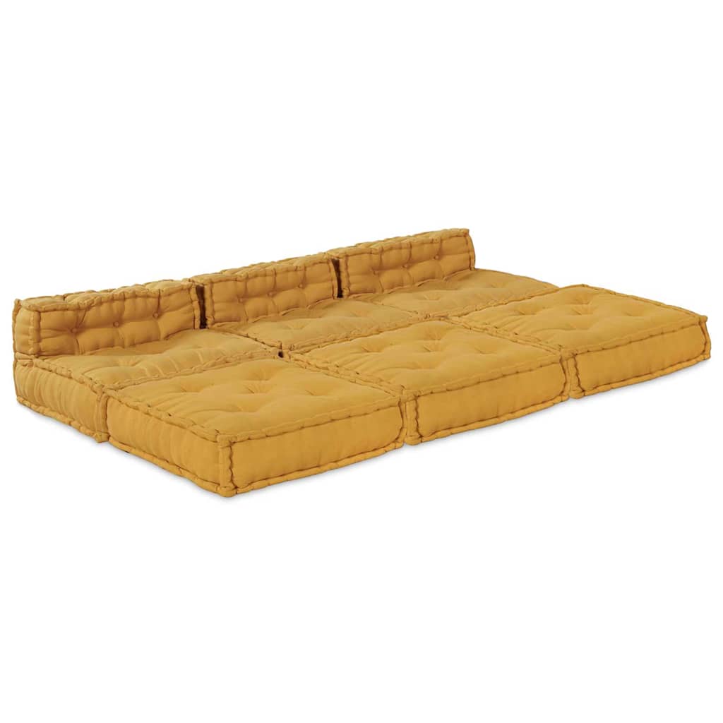 Modular Sofa 4 pcs Yellow Fabric