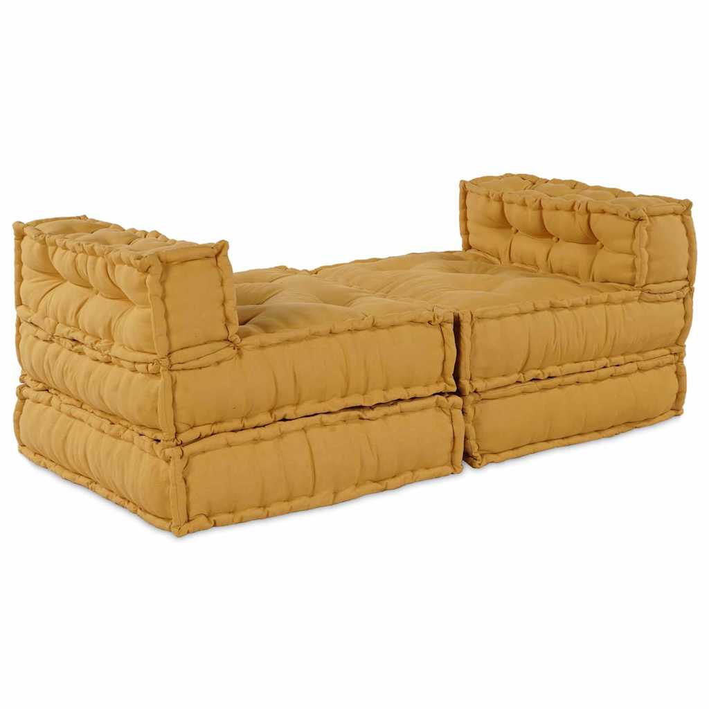 Modular Sofa 4 pcs Yellow Fabric