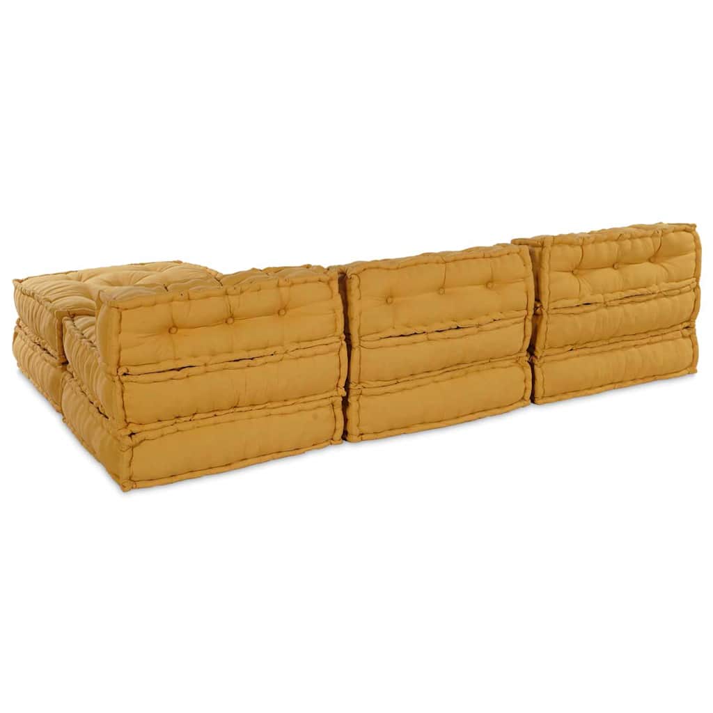 Modular Sofa 4 pcs Yellow Fabric