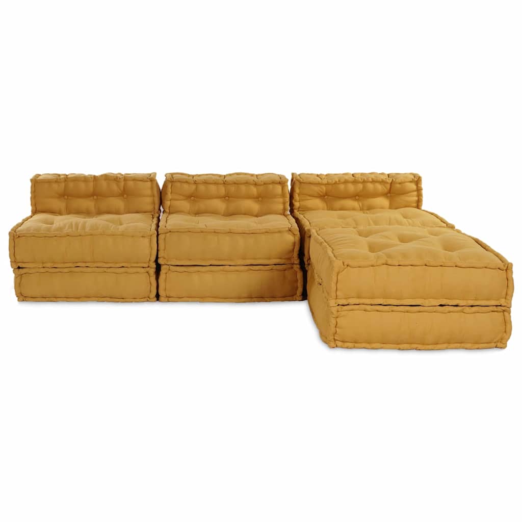 Modular Sofa 4 pcs Yellow Fabric