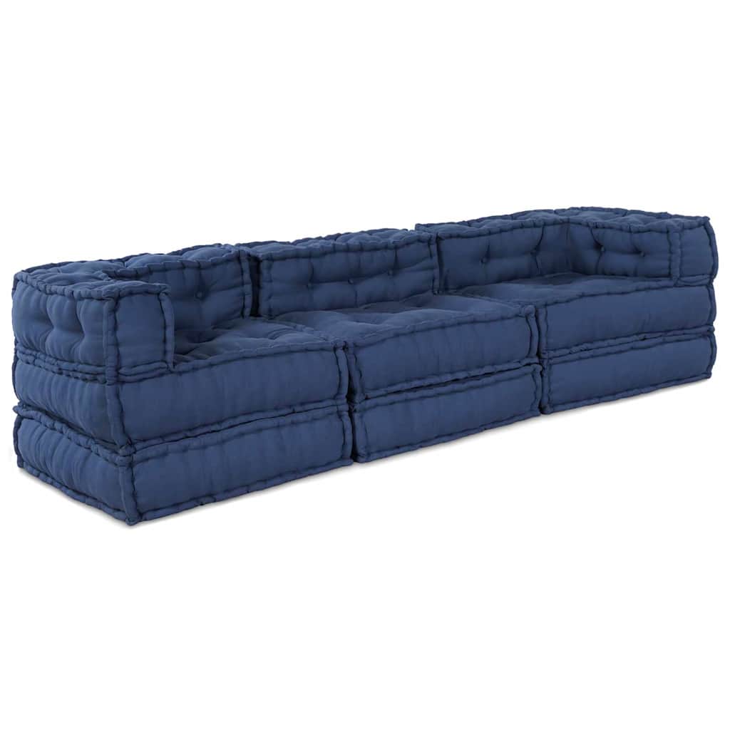 Modular Sofa 3 pcs Indigo Fabric