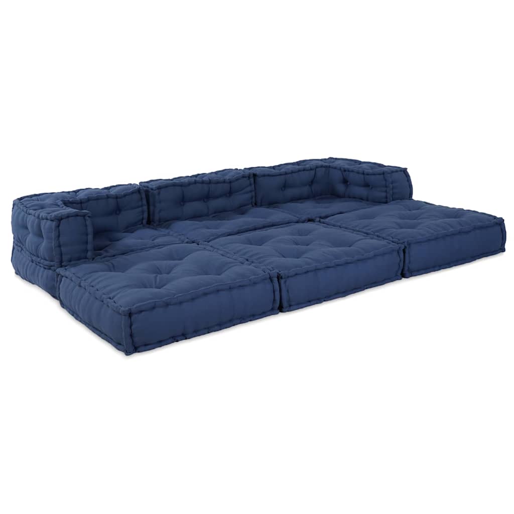 Modular Sofa 3 pcs Indigo Fabric