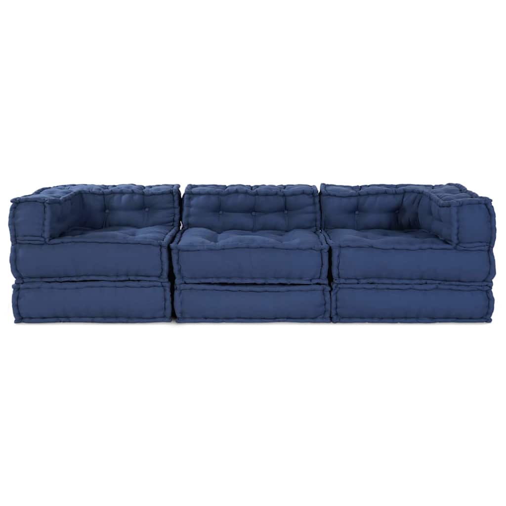 Modular Sofa 3 pcs Indigo Fabric