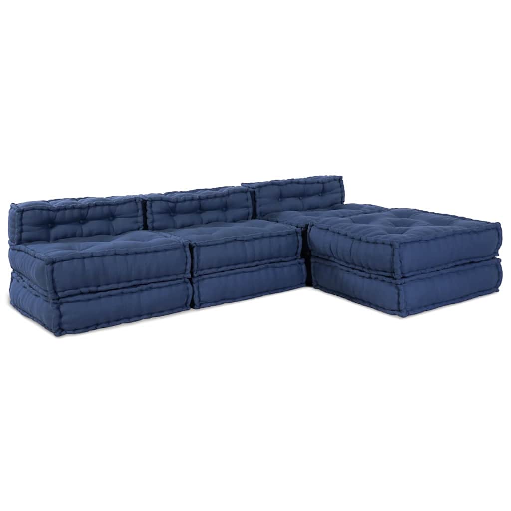 Modular Sofa 4 pcs Indigo Fabric