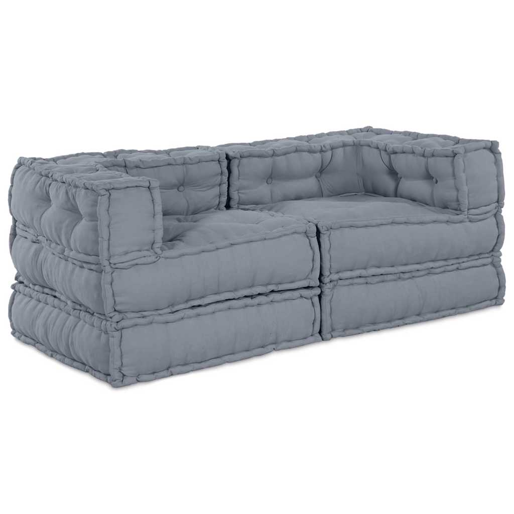 Canapé modulable 2 pièces gris 140 x 70 x 56 cm Tissu