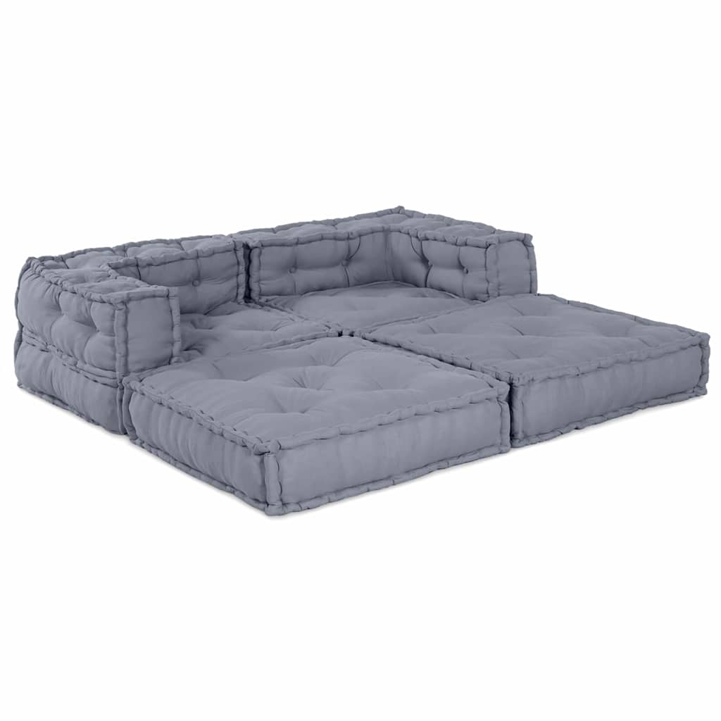 Canapé modulable 2 pièces gris 140 x 70 x 56 cm Tissu