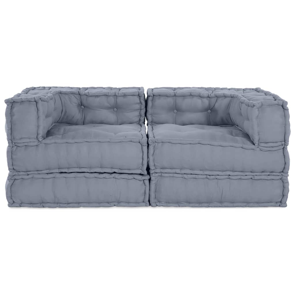 Canapé modulable 2 pièces gris 140 x 70 x 56 cm Tissu