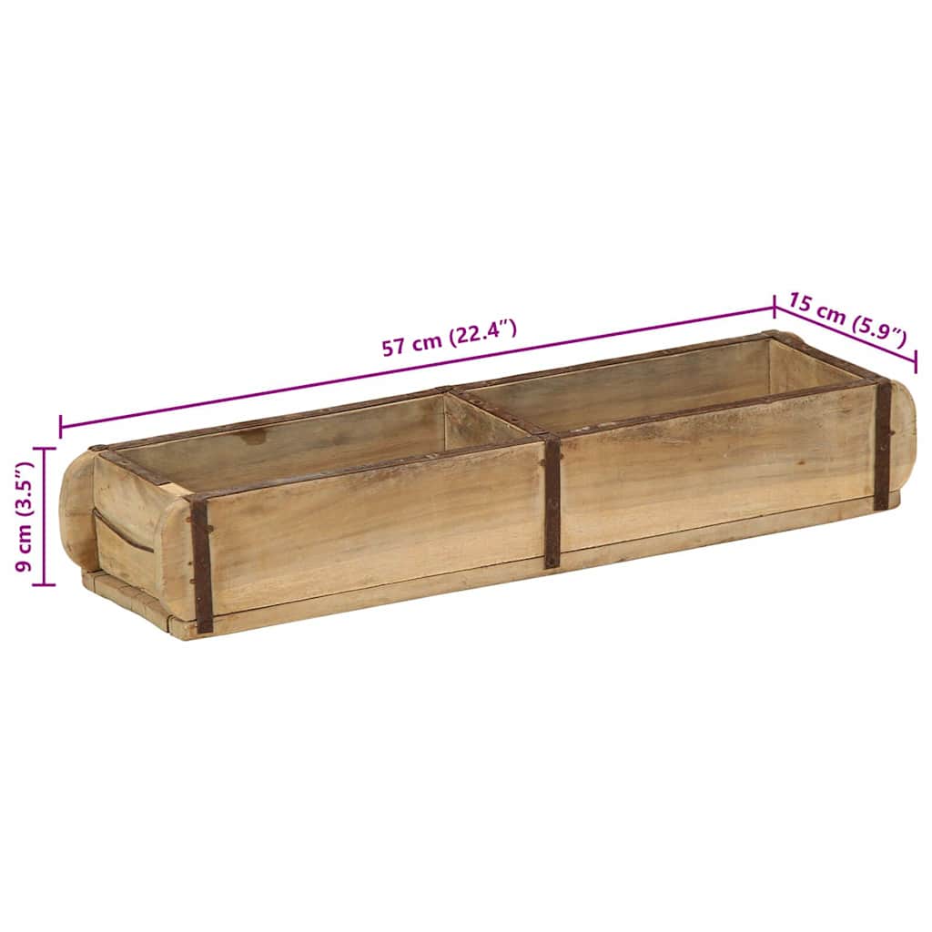 Tablett Braun 57 x 15 x 9 cm Massives upgecyceltes Holz