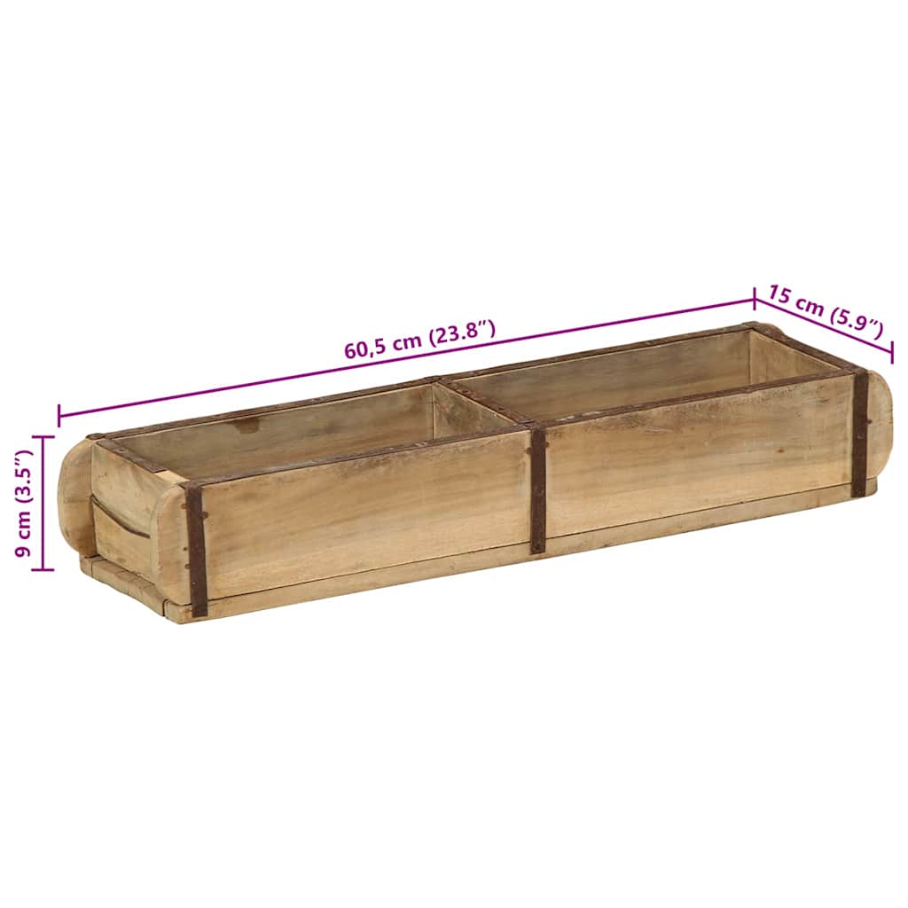 Tablett 4 pcs Braun 57 x 15 x 9 cm Massives upgecyceltes Holz