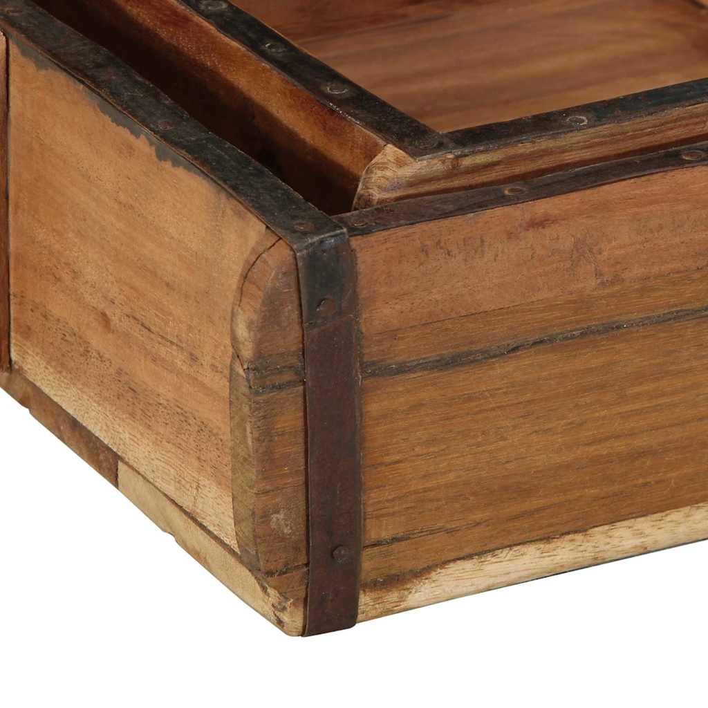 Tablett 2 pcs Braun 29 x 31 x 10 cm Massives upgecyceltes Holz