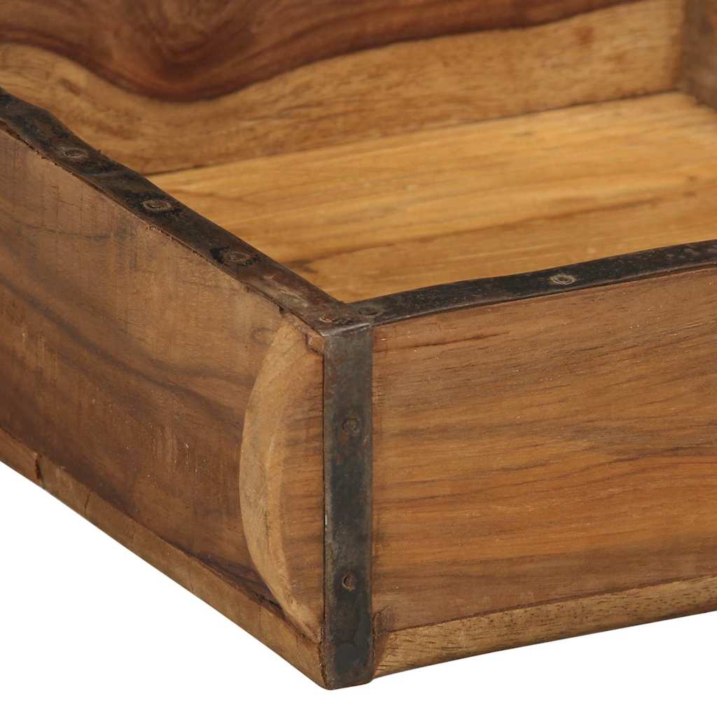 Tablett Braun 29 x 31 x 10 cm Massives upgecyceltes Holz