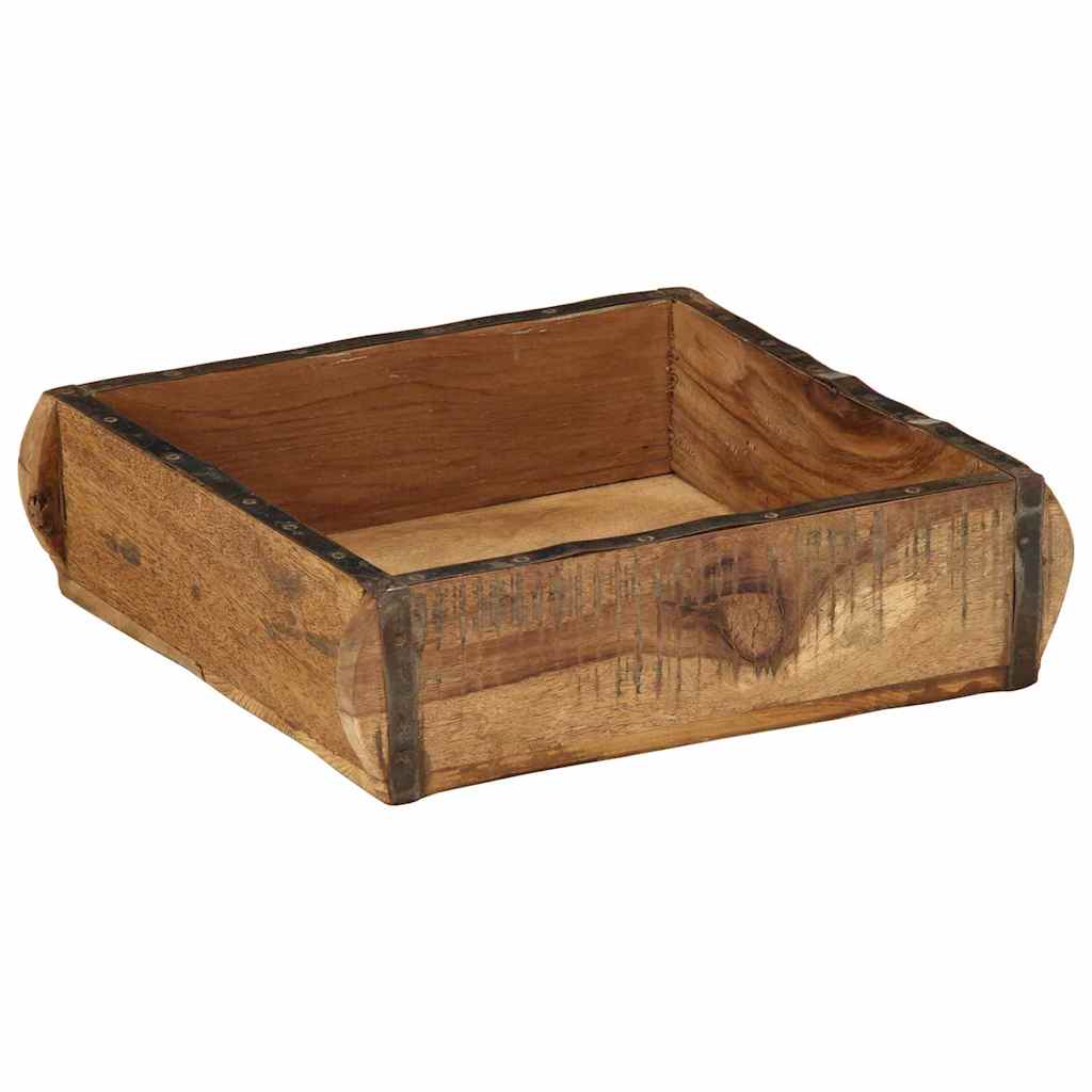 Tablett Braun 29 x 31 x 10 cm Massives upgecyceltes Holz