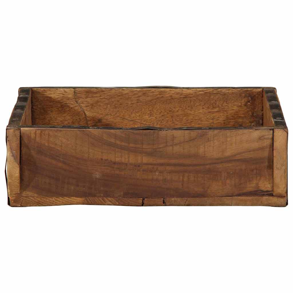 Tablett Braun 29 x 31 x 10 cm Massives upgecyceltes Holz