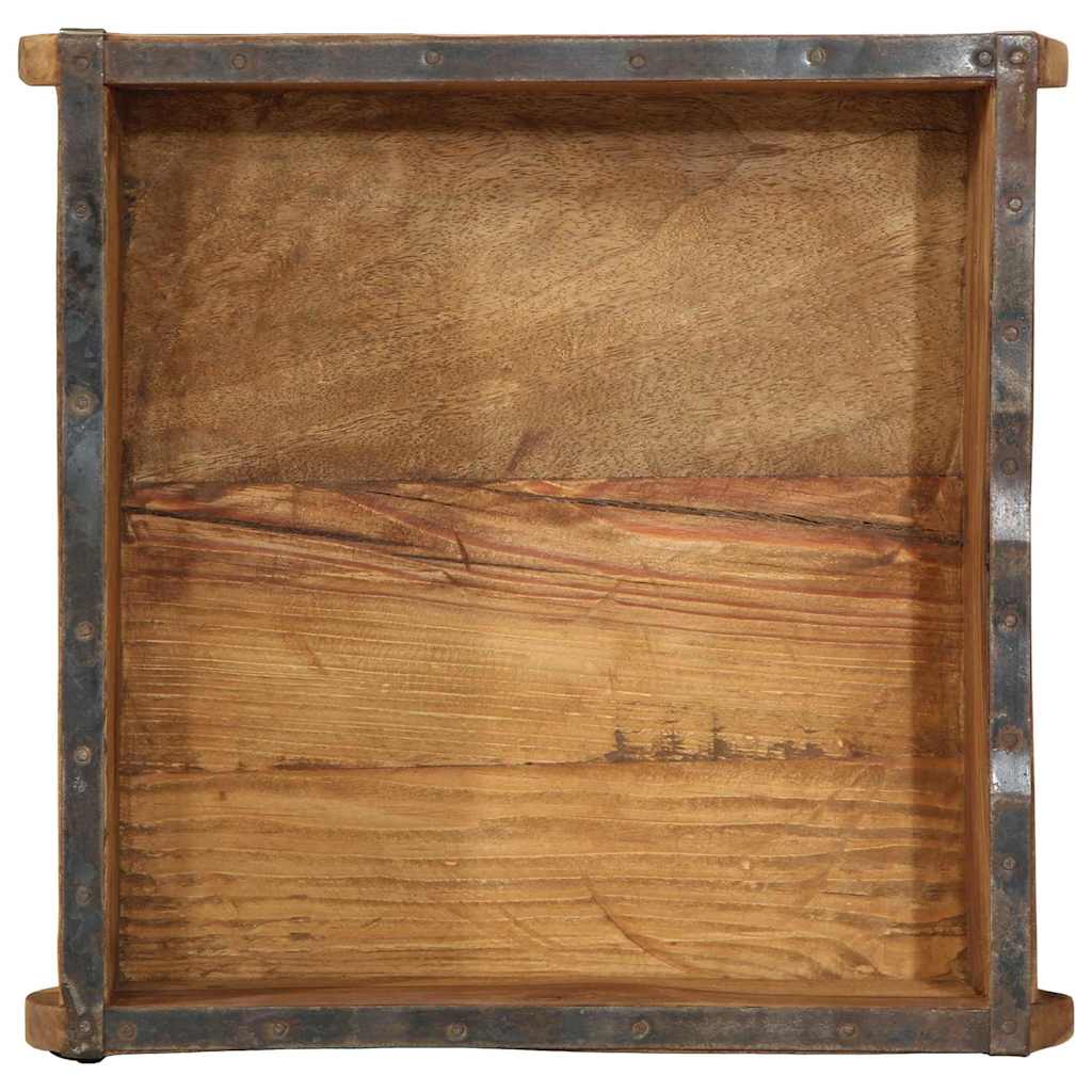 Tablett Braun 29 x 31 x 10 cm Massives upgecyceltes Holz