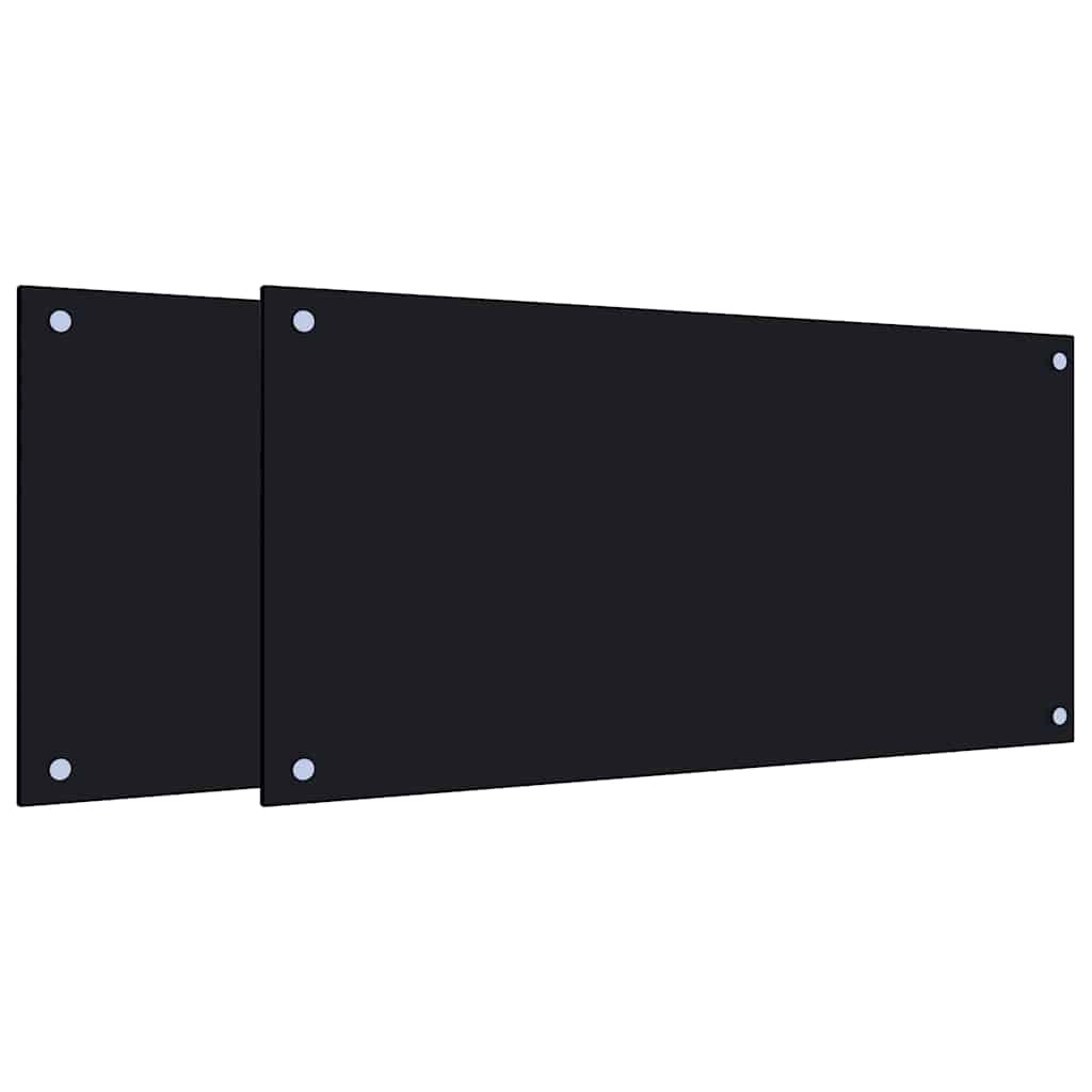 Küchenrückwände 2 Stk. Schwarz 80x40 cm Hartglas