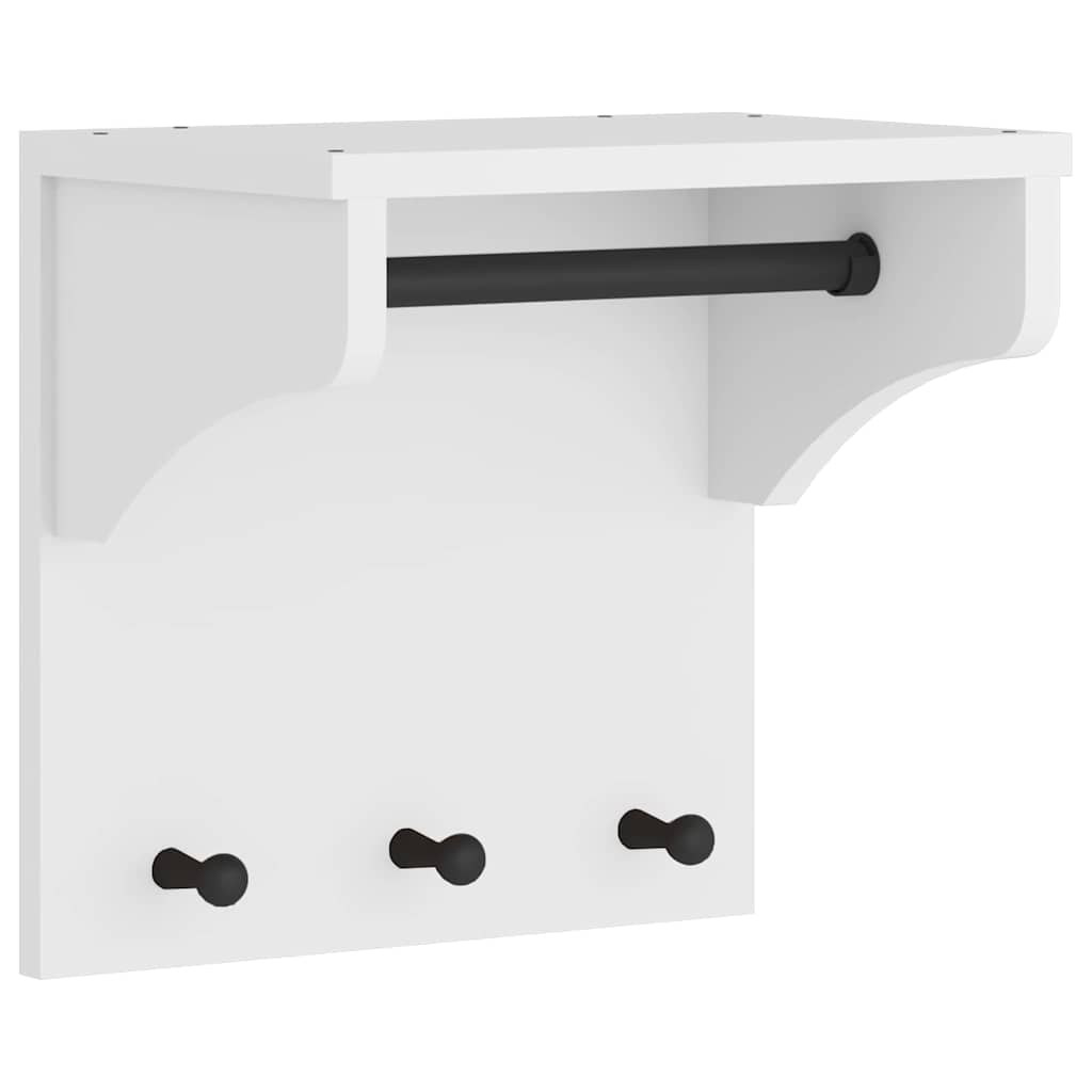 Wall Coat Rack SANDNES White 43x30x42 cm Solid Pine Wood
