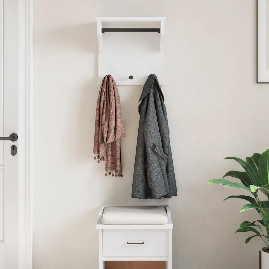 Wall Coat Rack SANDNES White 43x30x42 cm Solid Pine Wood