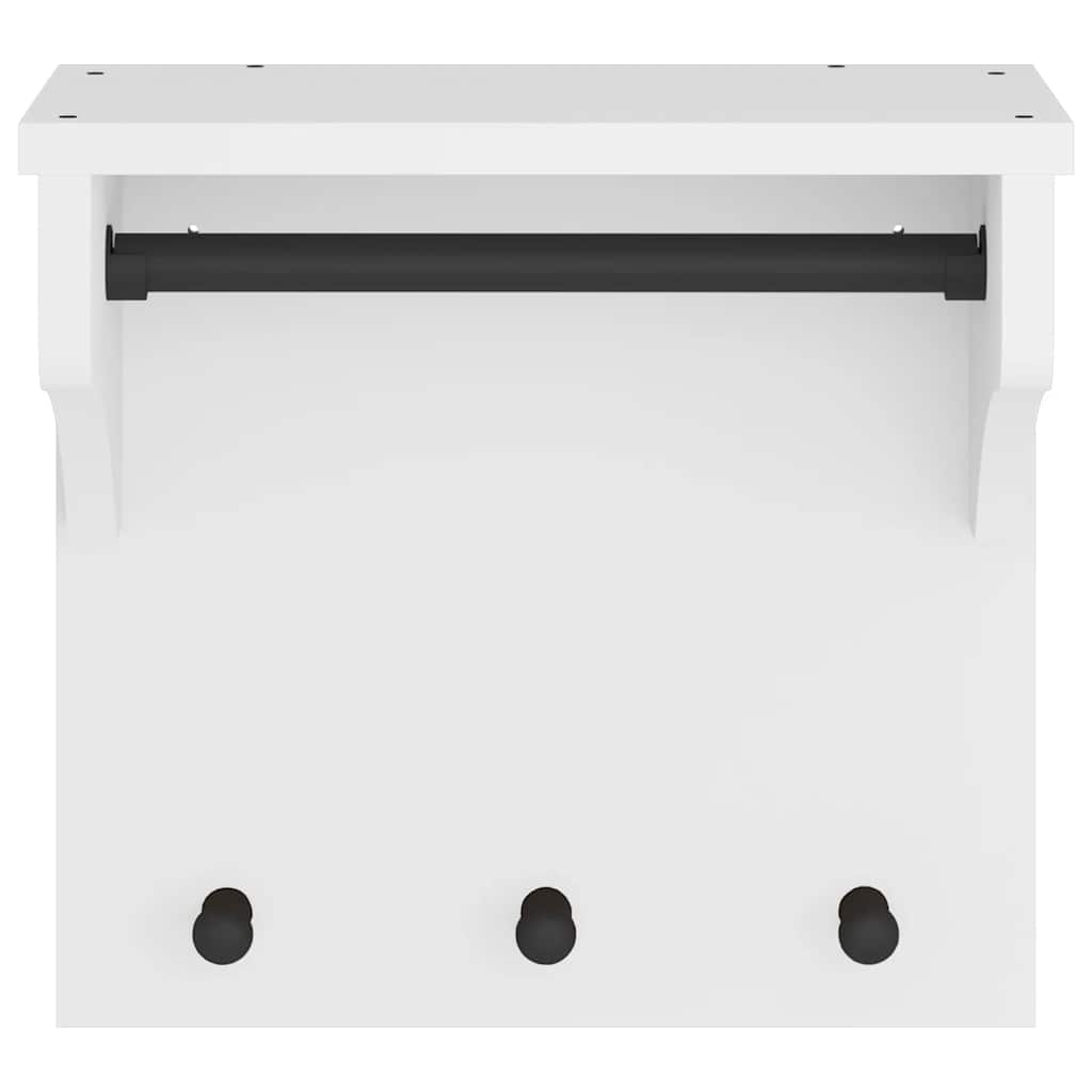 Wall Coat Rack SANDNES White 43x30x42 cm Solid Pine Wood
