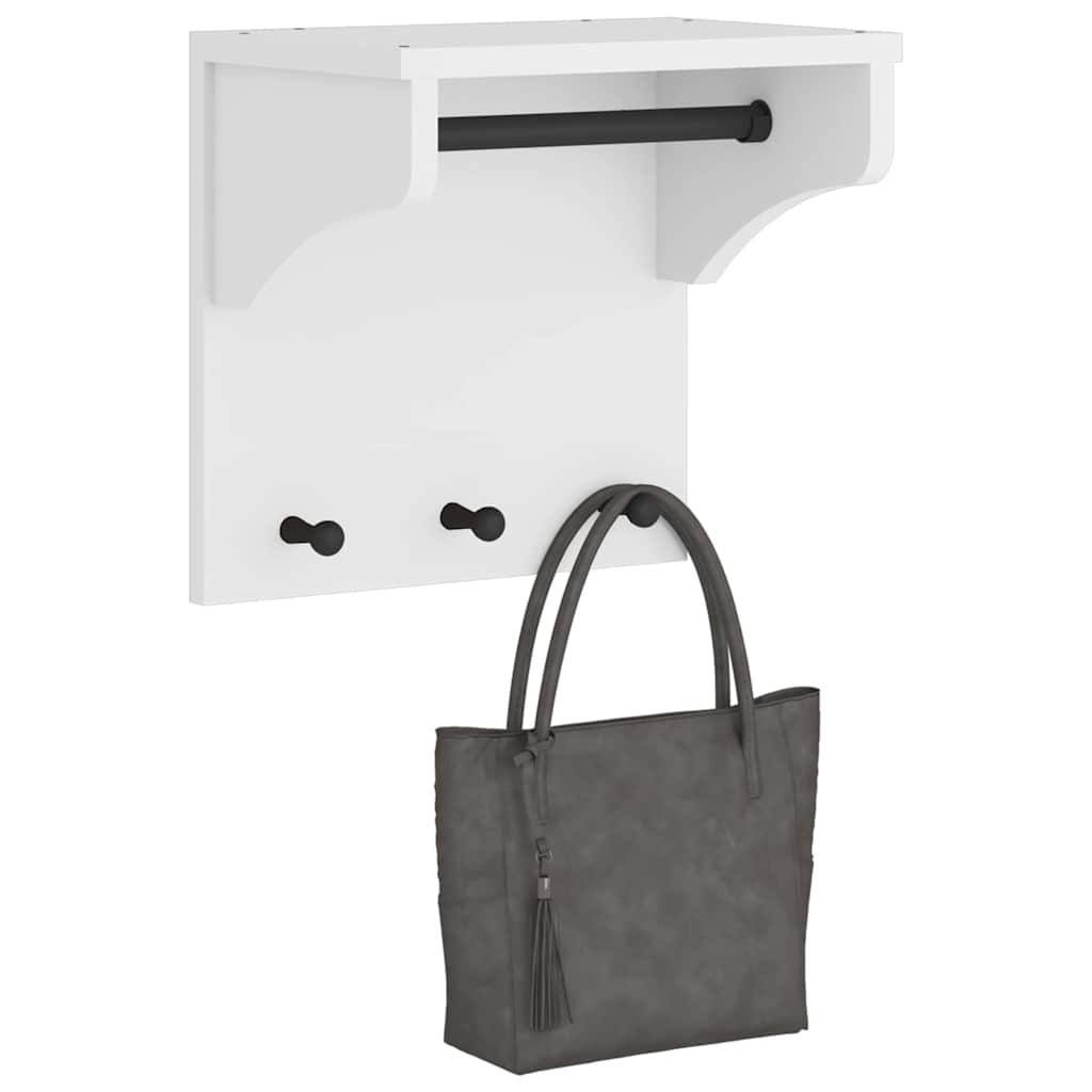 Wall Coat Rack SANDNES White 43x30x42 cm Solid Pine Wood