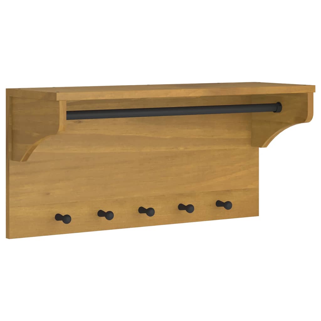 Wall Coat Rack SANDNES 87x30x42 cm Solid Pine
