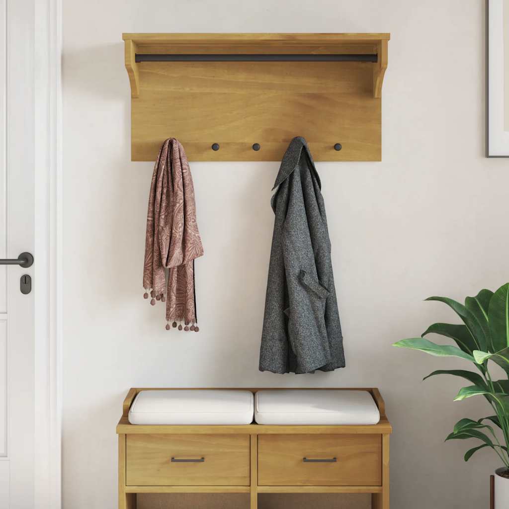 Wall Coat Rack SANDNES 87x30x42 cm Solid Pine