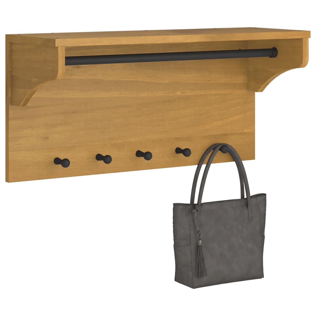 Wall Coat Rack SANDNES 87x30x42 cm Solid Pine