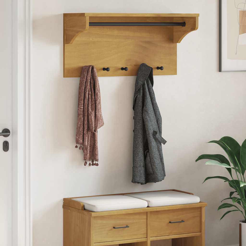 Wall Coat Rack SANDNES 87x30x42 cm Solid Pine