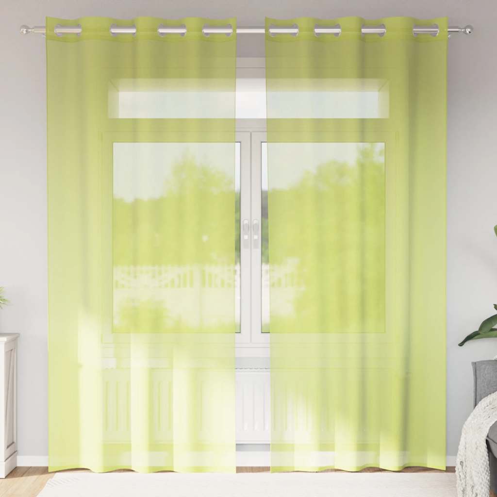 Voilages à œillets 2 pièces vert pomme 140x225 cm
