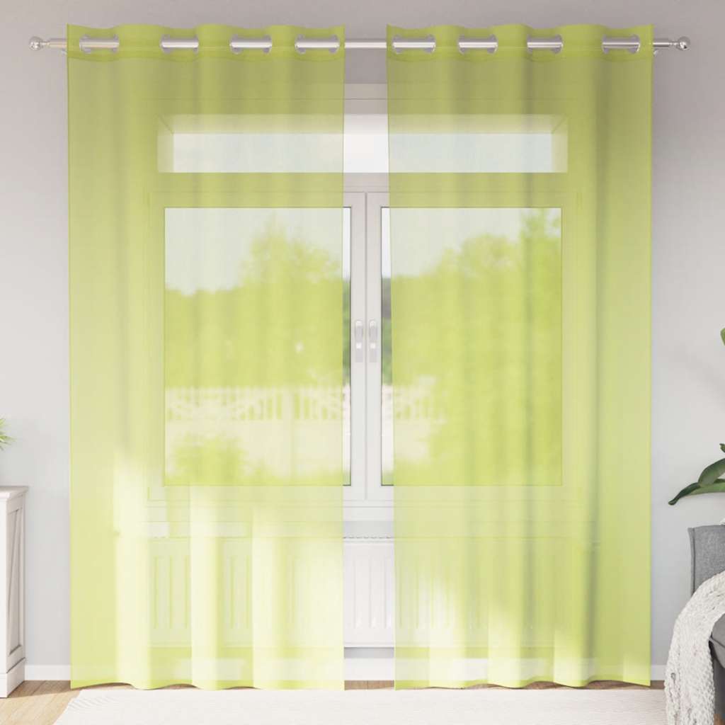 Voile Curtains with Eyelets 2 pcs. Apple Green 140x245 cm