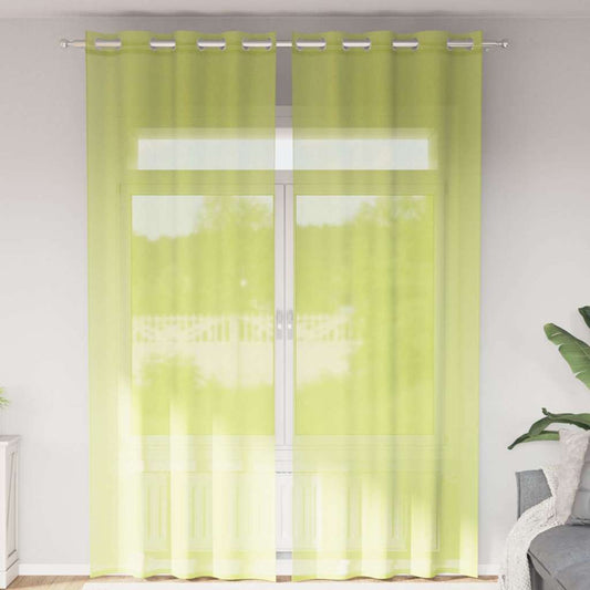 Voilage à œillets 2 paires Vert pomme 140x300 cm