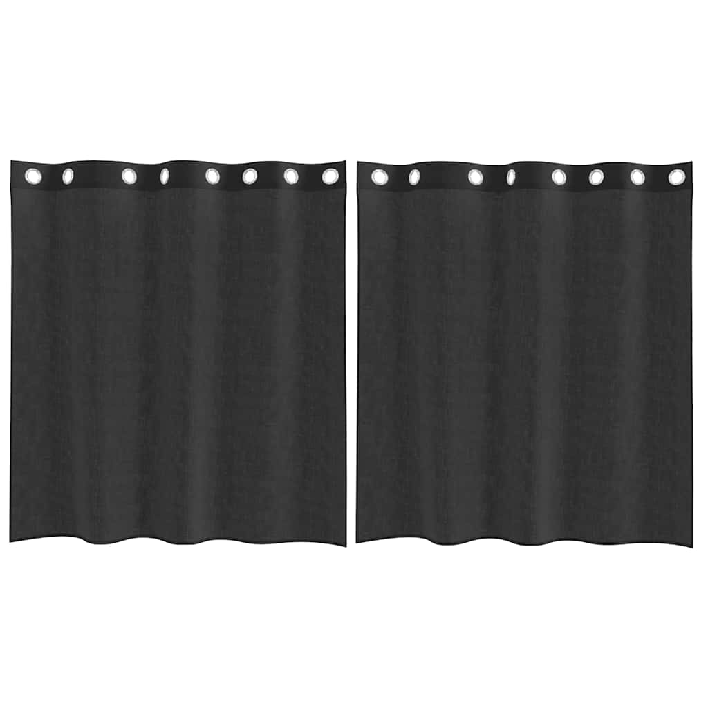 Voile Vorhänge mit Ösen 2 Stk. Schwarz 140x140 cm