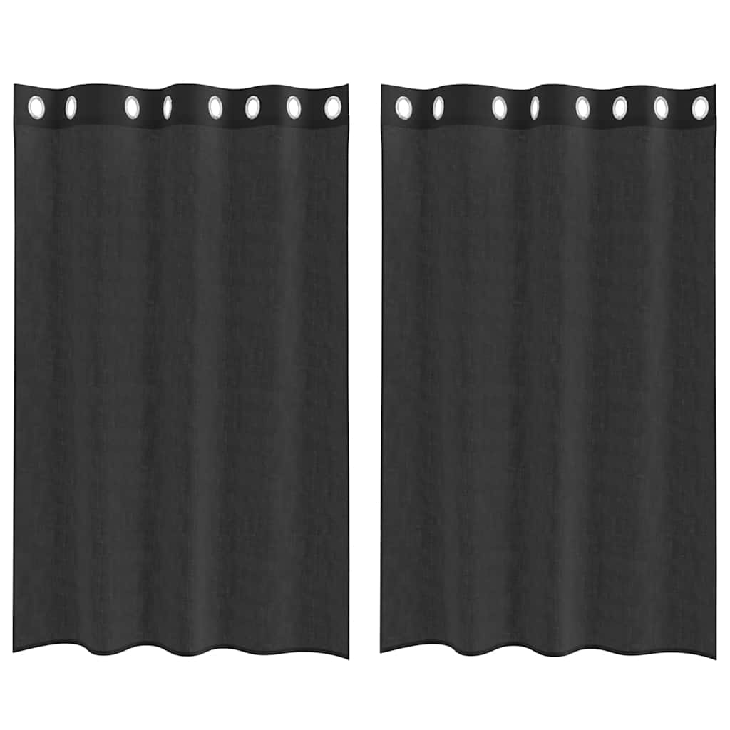 Voile Vorhänge mit Ösen 2 Stk. Schwarz 140x175 cm