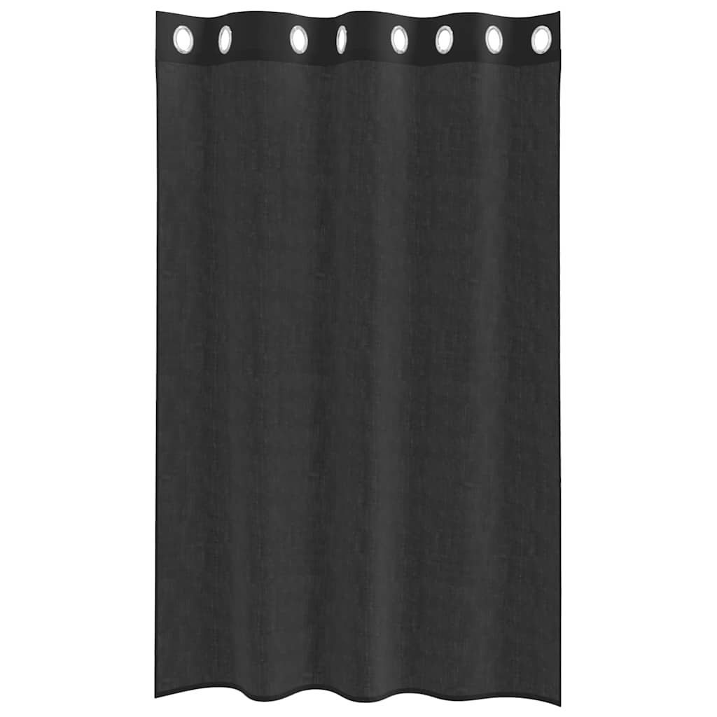 Voile Vorhänge mit Ösen 2 Stk. Schwarz 140x175 cm