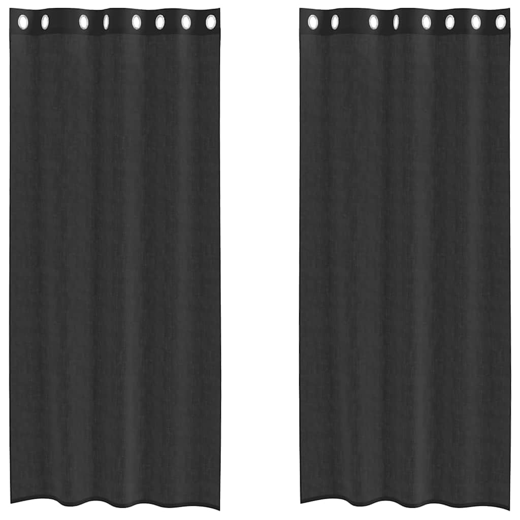 Voile Curtains with Eyelets 2 pcs. Black 140x225 cm