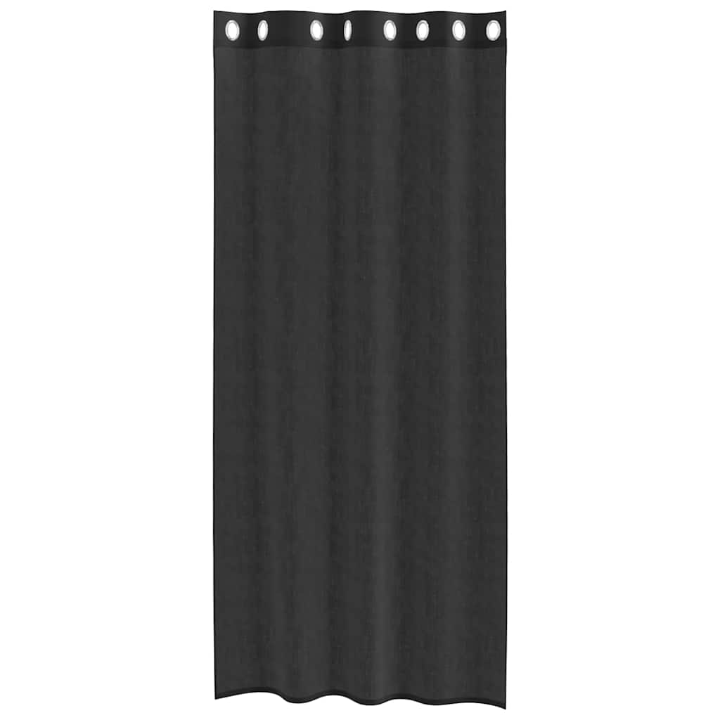 Voile Curtains with Eyelets 2 pcs. Black 140x225 cm
