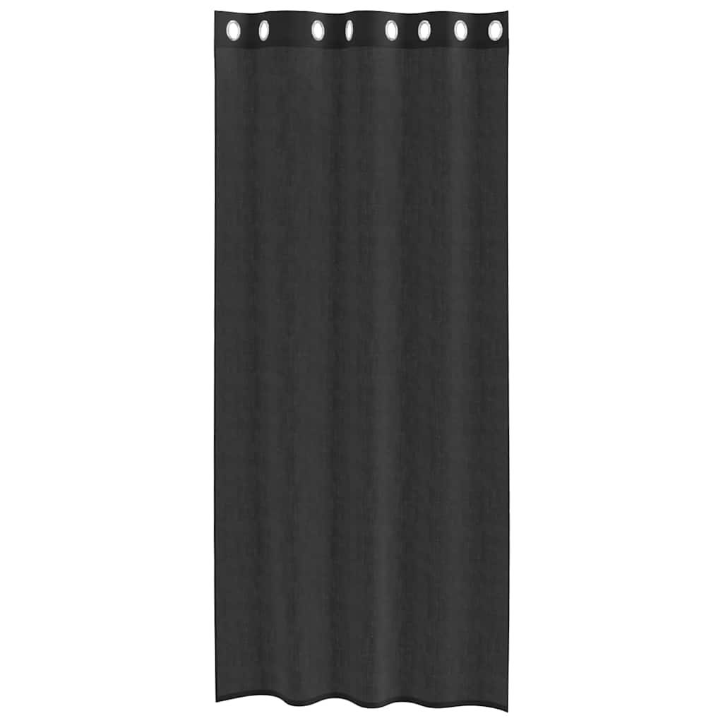 Voile Vorhänge mit Ösen 2 Stk. Schwarz 140x245 cm