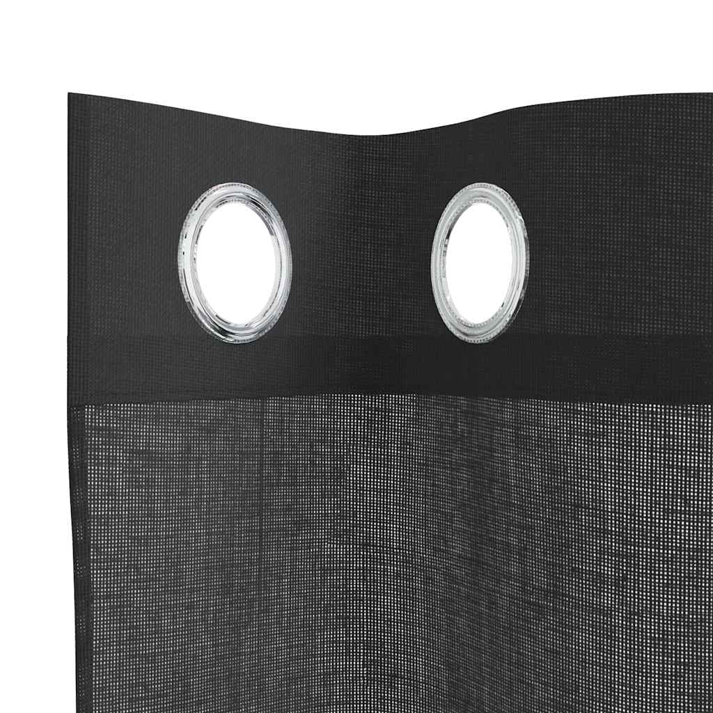 Voile Vorhänge mit Ösen 2 Stk. Schwarz 140x245 cm