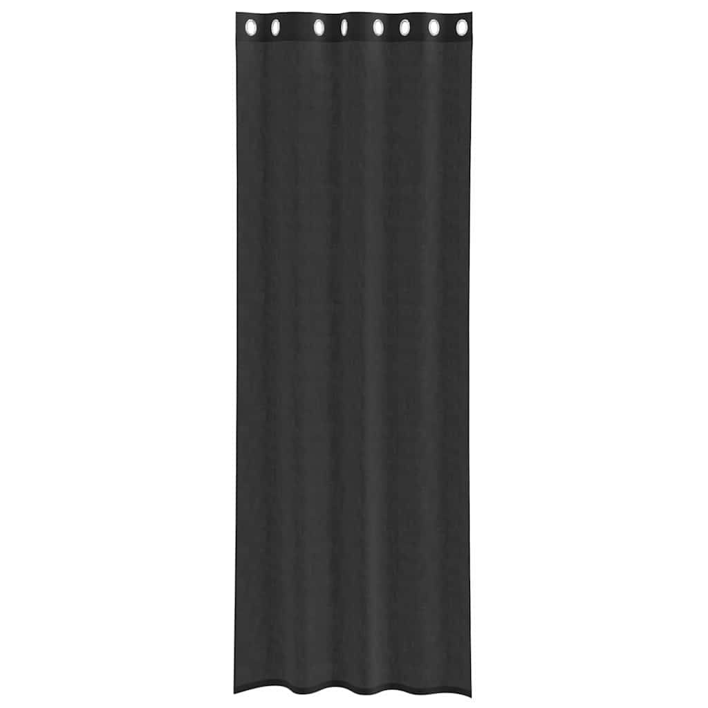 Voilages à œillets 2 pièces Noir 140x260 cm