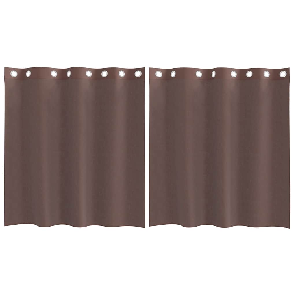 Voilage à œillets 2 pièces marron 140x140 cm