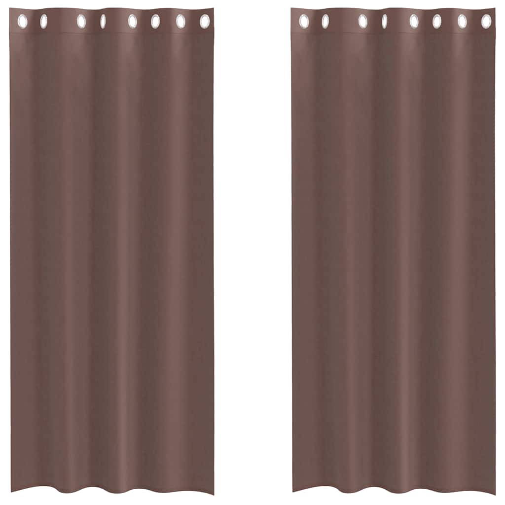 Voilages à œillets 2 pièces marron 140x245 cm