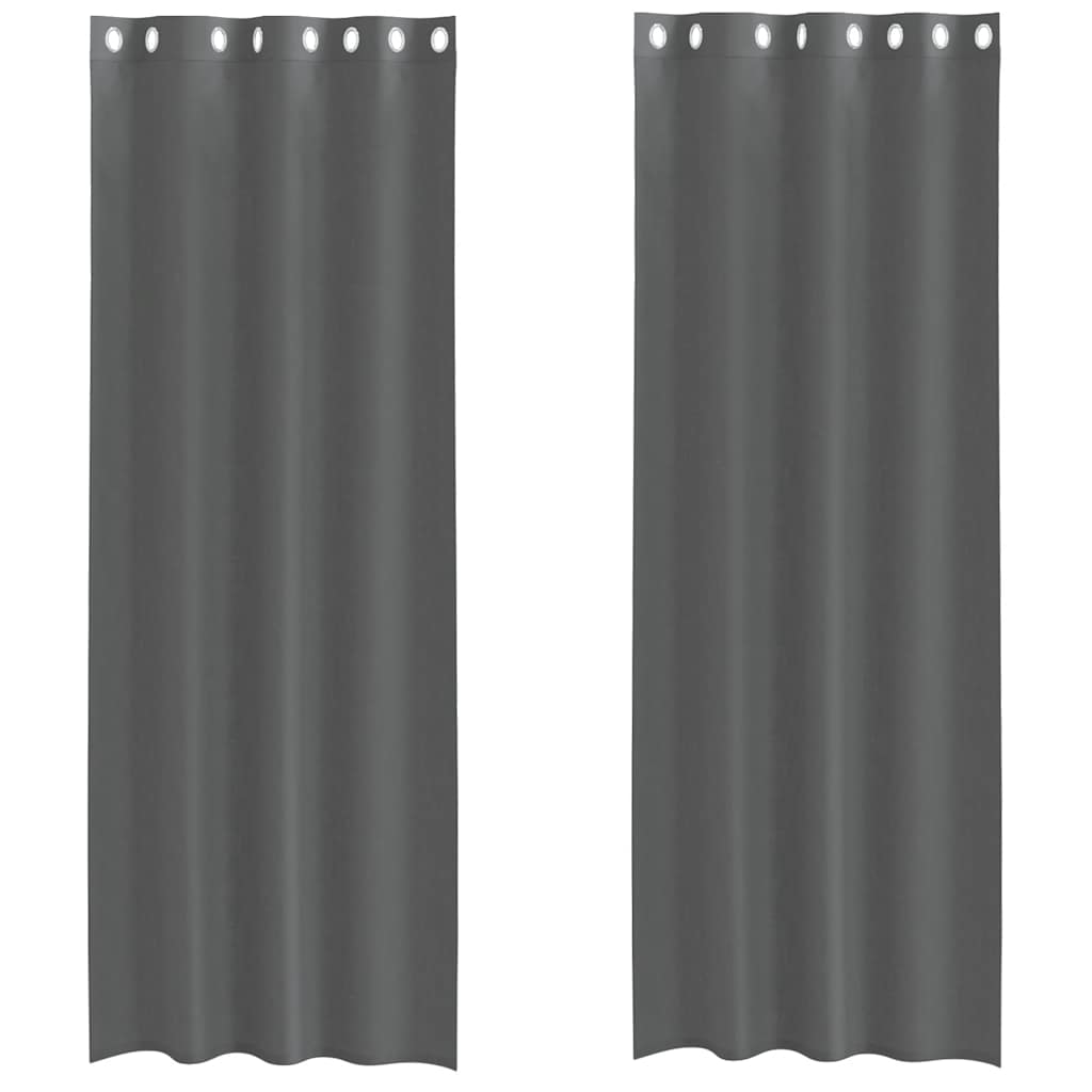 Eyelet Voile Curtains 2 pcs. Dark Grey 140x260 cm