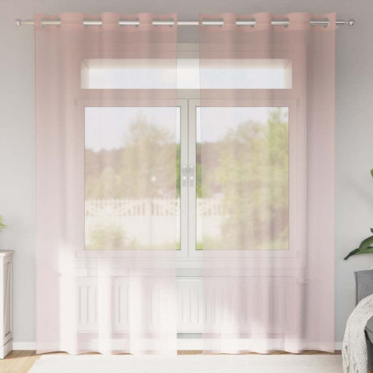Voilages à œillets 2 pièces rose clair 140x225 cm