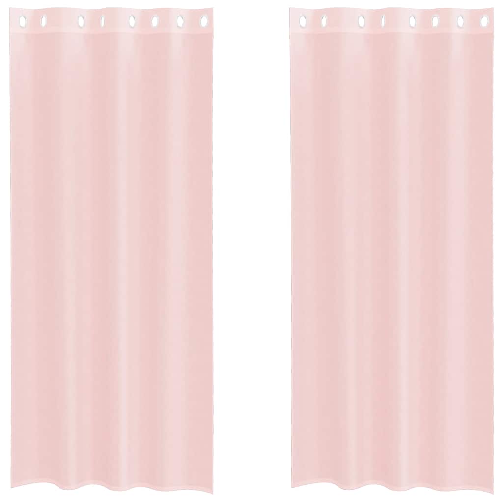 Voilage à œillets 2 pièces rose clair 140x245 cm