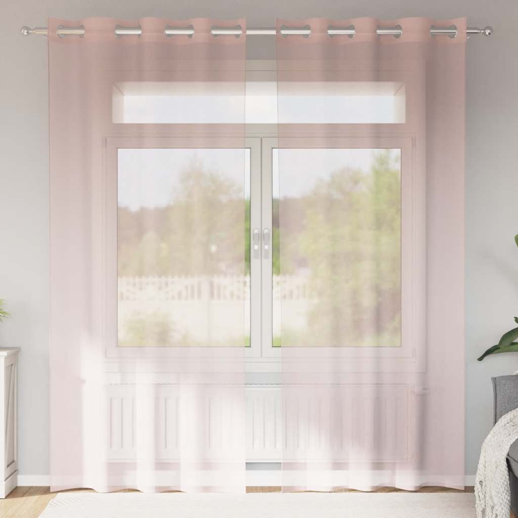 Voilage à œillets 2 pièces rose clair 140x245 cm