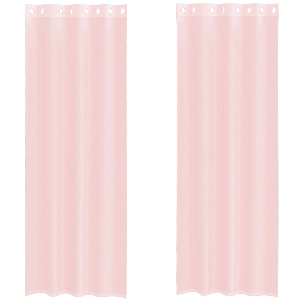 Voilages à œillets 2 pièces rose clair 140x260 cm