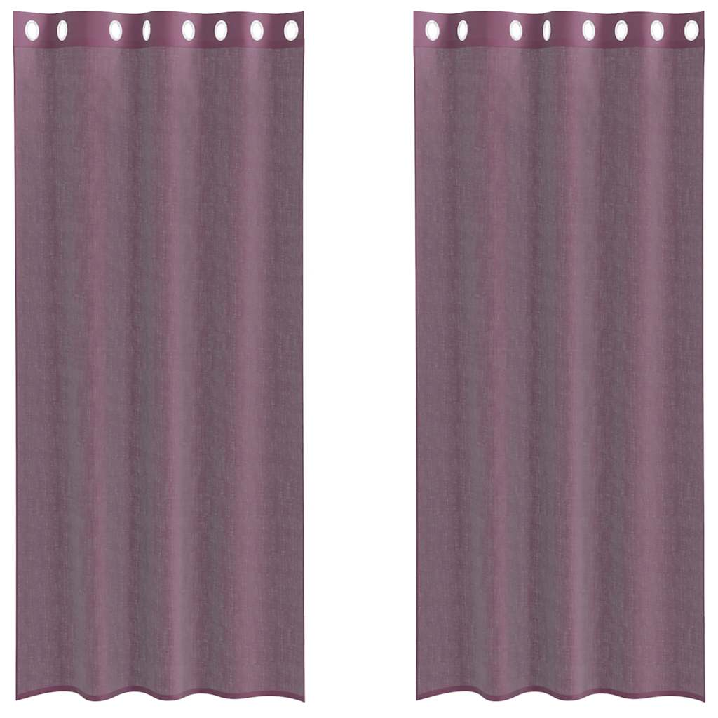 Voilages à œillets 2 pièces violet 140x225 cm