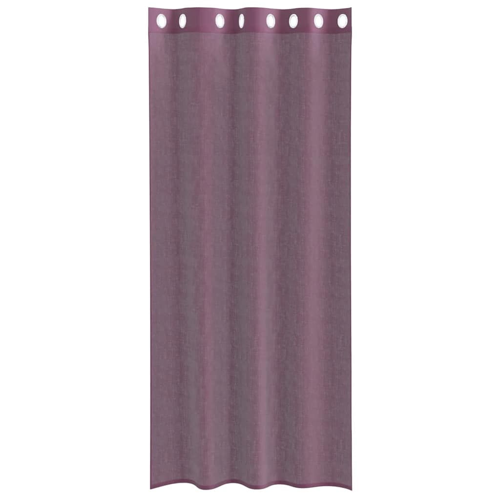 Voilages à œillets 2 pièces violet 140x225 cm